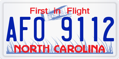 NC license plate AFO9112