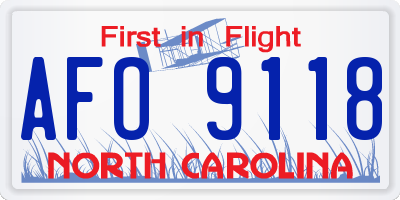 NC license plate AFO9118