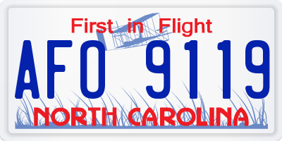 NC license plate AFO9119