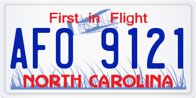 NC license plate AFO9121