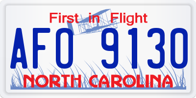 NC license plate AFO9130