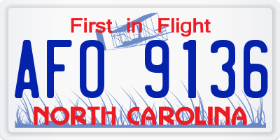 NC license plate AFO9136