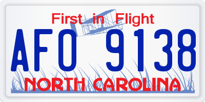 NC license plate AFO9138