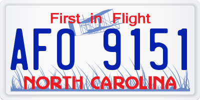 NC license plate AFO9151