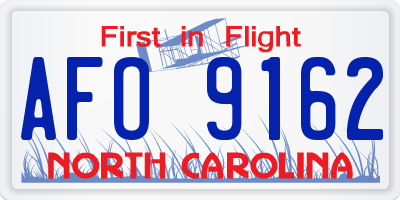 NC license plate AFO9162