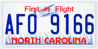 NC license plate AFO9166