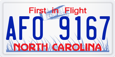 NC license plate AFO9167