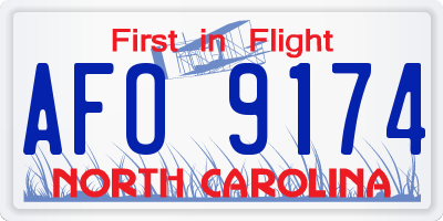 NC license plate AFO9174