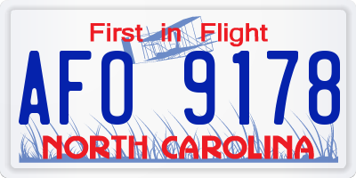 NC license plate AFO9178