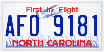 NC license plate AFO9181