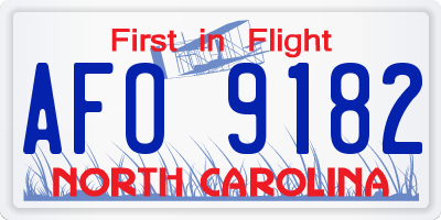 NC license plate AFO9182