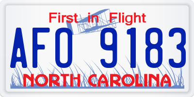 NC license plate AFO9183