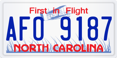 NC license plate AFO9187