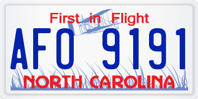 NC license plate AFO9191