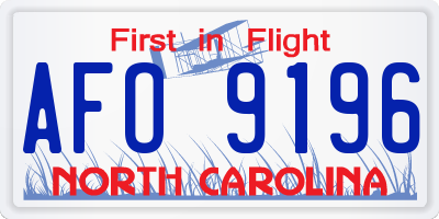 NC license plate AFO9196