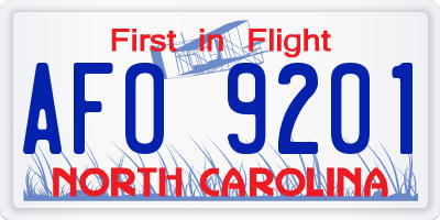 NC license plate AFO9201