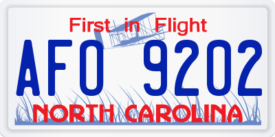 NC license plate AFO9202