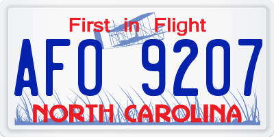 NC license plate AFO9207