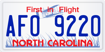 NC license plate AFO9220