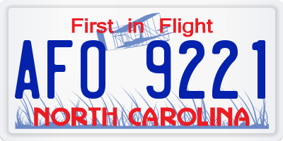 NC license plate AFO9221
