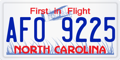 NC license plate AFO9225