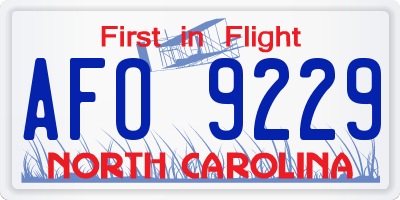 NC license plate AFO9229