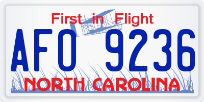 NC license plate AFO9236