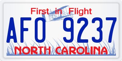 NC license plate AFO9237