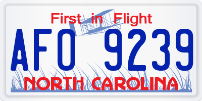 NC license plate AFO9239