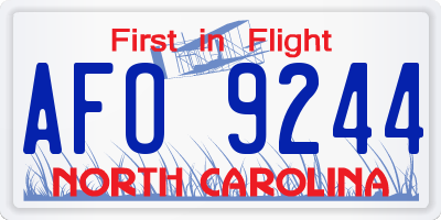 NC license plate AFO9244