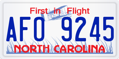 NC license plate AFO9245