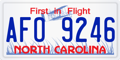 NC license plate AFO9246