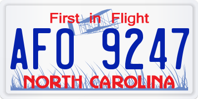 NC license plate AFO9247