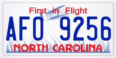 NC license plate AFO9256