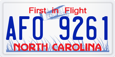 NC license plate AFO9261