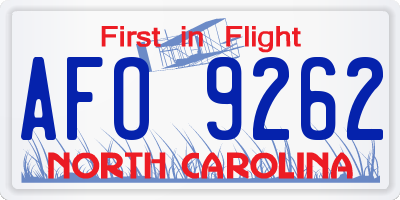 NC license plate AFO9262