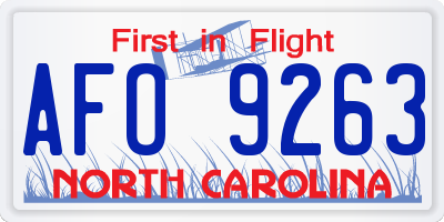 NC license plate AFO9263