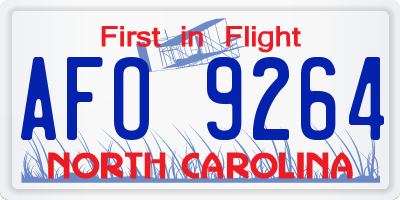 NC license plate AFO9264
