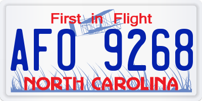 NC license plate AFO9268