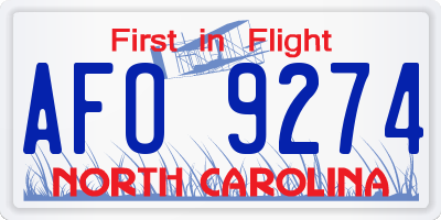 NC license plate AFO9274