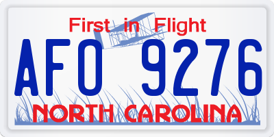 NC license plate AFO9276