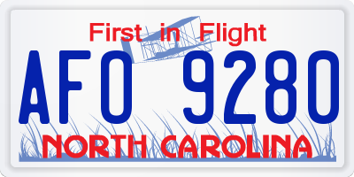 NC license plate AFO9280