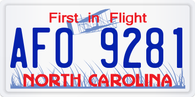 NC license plate AFO9281