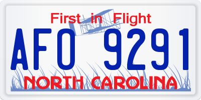 NC license plate AFO9291