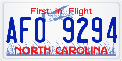 NC license plate AFO9294