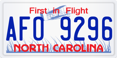 NC license plate AFO9296