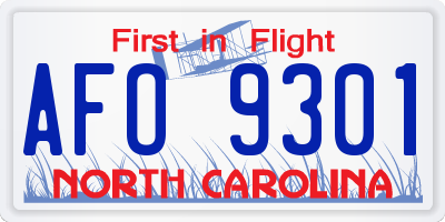 NC license plate AFO9301