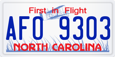 NC license plate AFO9303