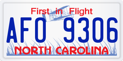 NC license plate AFO9306