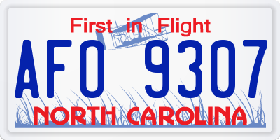 NC license plate AFO9307